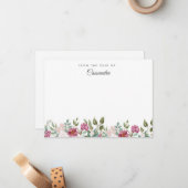 赤面とブルゴーニュ水カラーフローラ パーソナライズされた ノートカード (正面/裏面インサイチュ)