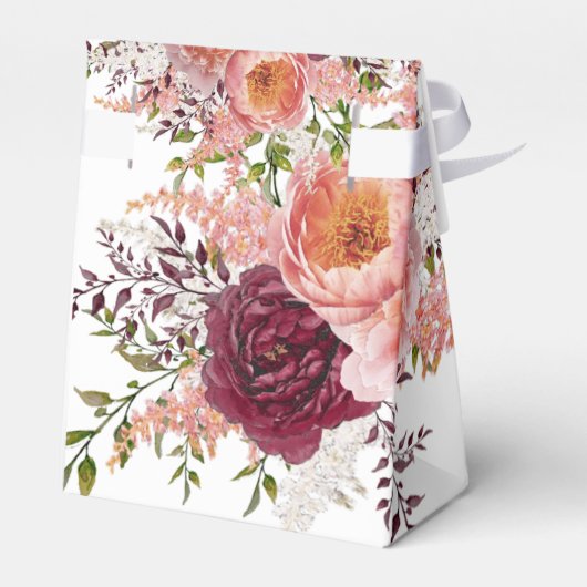 赤面とブルゴーニュ水彩牡丹ブライダルシャワー フェイバーボックス (裏面サイド)