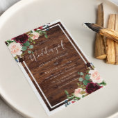 赤面とブルゴーニュ赤素朴花木結婚の木 招待状