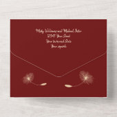 赤面とブルゴーニュ・ダンデリオン種ミニマル結婚種 オールインワン招待状 (裏面)