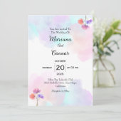 赤面とブルーウォーターのカラー結婚式招待状 招待状 (スタンド正面)