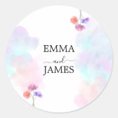 赤面とブルーウォーターのカラー結婚式用シール ラウンドシール (正面)