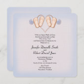 赤面とブルービーチサンダルビーチ結婚式 招待状 (正面/裏面)