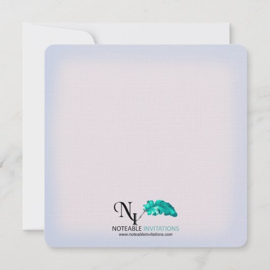 赤面とブルービーチサンダルビーチ結婚式 招待状 (裏面)