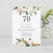 赤面とホワイトウォーター色の花70誕生日 招待状 (スタンド正面)