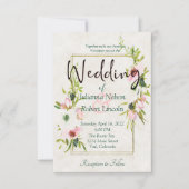 赤面とホワイトウォーター色フローラ結婚のinvitati 招待状 (正面)