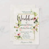 赤面とホワイトウォーター色フローラ結婚のinvitati 招待状 (正面/裏面)