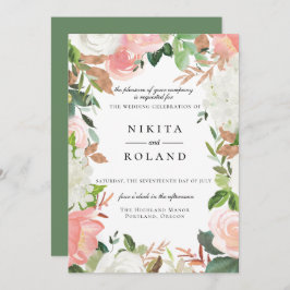 赤面とホワイトフローラ結婚式招待状 招待状