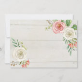 赤面とホワイト花模様ウッド |女の子の赤ちゃんシャワー 招待状 (裏面)