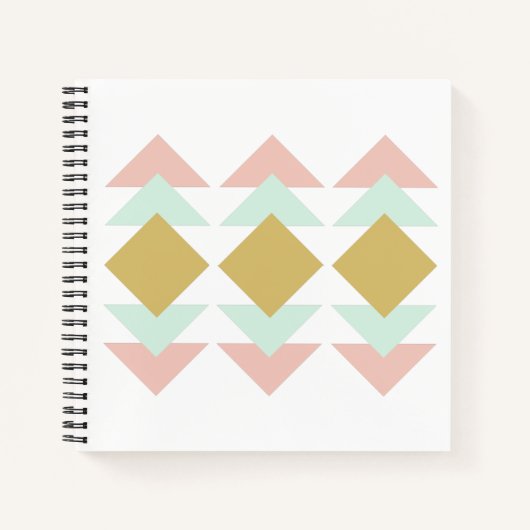 赤面とミントモダン幾何三角形アート ノートブック (正面)