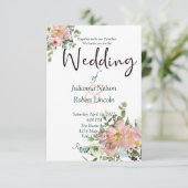 赤面と卵殻の水色フローラ結婚の元気 招待状 (スタンド正面)