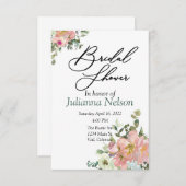 赤面と卵殻水色フローラ招待 招待状 (正面/裏面)