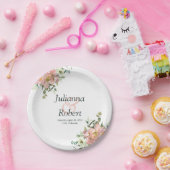 赤面と卵殻水色フローラ結婚パップ ペーパープレート (パーティー)