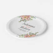 赤面と卵殻水色フローラ結婚パップ ペーパープレート (アングル)
