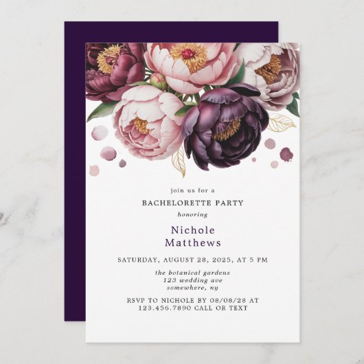 赤面と梅牡丹フローラバチェロレッテ 招待状 (正面/裏面)