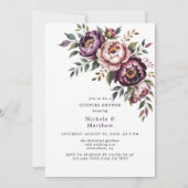赤面と梅牡丹リースカップルのシャワー 招待状 (正面)