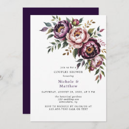 赤面と梅牡丹リースカップルのシャワー 招待状