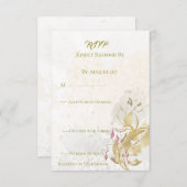 赤面と植物金ゴールド応答カード 出欠カード (正面/裏面)