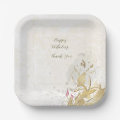 赤面と植物黄金の離れ紙プレート ペーパープレート (正面)