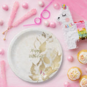 赤面と植物黄金の離れ紙プレート ペーパープレート (パーティー)