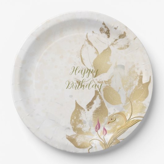 赤面と植物黄金の離れ紙プレート ペーパープレート (正面)