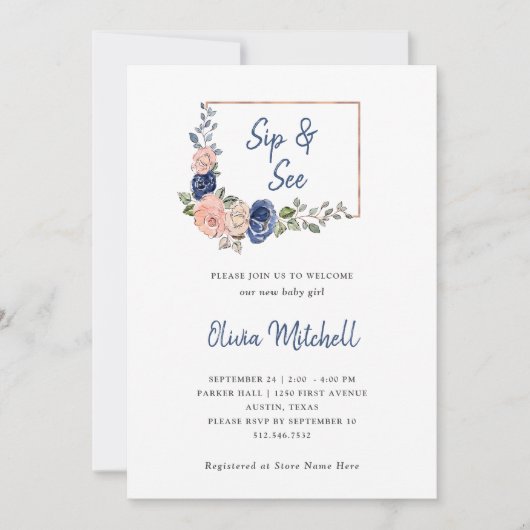 赤面と海軍のフローラジオメトリ| Sipと参照 招待状 (正面)