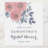 赤面と海軍のフローラブライダルシャワーワインラベル ワインラベル (シングルラベル)