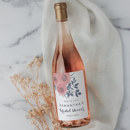 赤面と海軍のフローラブライダルシャワーワインラベル ワインラベル