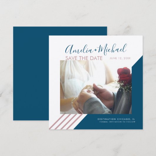 赤面と海軍のライン日付クラフトの保存 カード (正面/裏面)