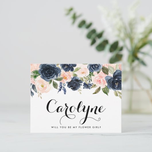 赤面と海軍の花が私の花の女の子 ポストカード (スタンド正面)