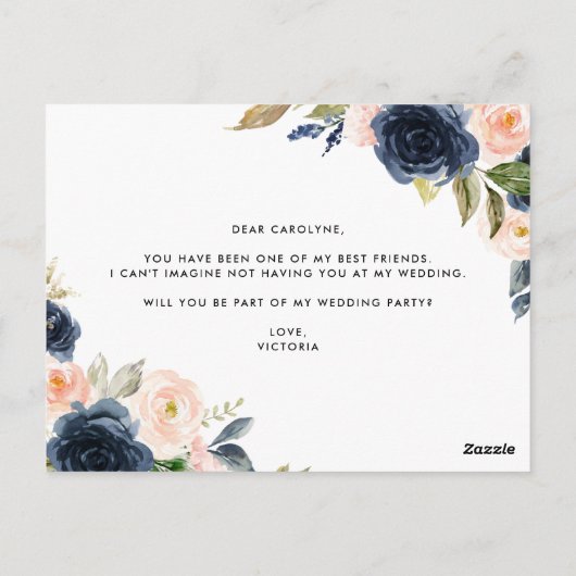 赤面と海軍の花が私の花の女の子 ポストカード (裏面)