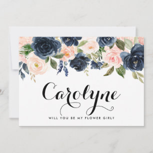 赤面と海軍の花が私の花の女の子 案内状