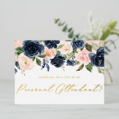 赤面と海軍の花は私の個人的な付き添い人 箔招待状 (立ち正面)