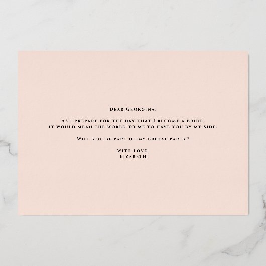 赤面と海軍の花は私の花の女の子 箔招待状 (裏面)