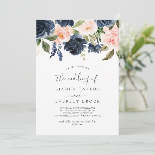 赤面と海軍の花 |の白結婚色 招待状 (スタンド正面)