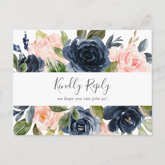 赤面と海軍 |ホワイトメニュー選択RSVPポストカード インビテーションポストカード (正面)