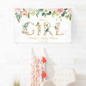 赤面と白い花金ゴールド女の子ベビーシャワー 横断幕 (インサイチュ)