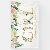 赤面と白い花金ゴールド女の子ベビーシャワー 横断幕 (縦)