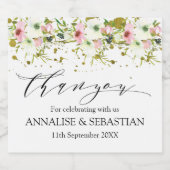 赤面と白のバラと金ゴールドのスプラッシュ結婚の スパークリングワインラベル (シングルラベル)