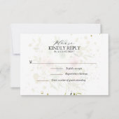 赤面と白のバラと金ゴールドのスプラッシュ結婚の 出欠カード (正面)