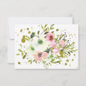 赤面と白のバラと金ゴールドのスプラッシュ結婚の 出欠カード (裏面)