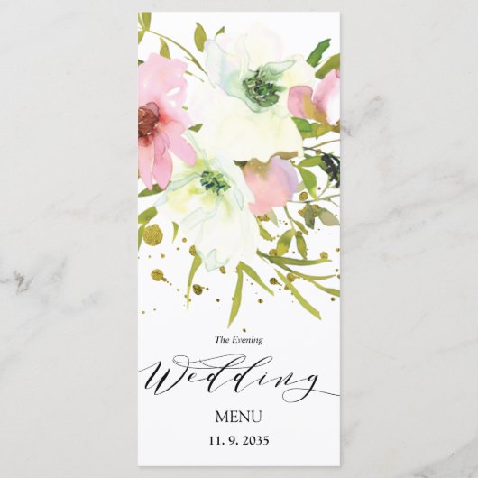 赤面と白のバラと金ゴールドのスプラッシュ メニュー (裏面)