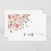 赤面と白のフローラサンキューカード サンキューカード (正面/裏面)