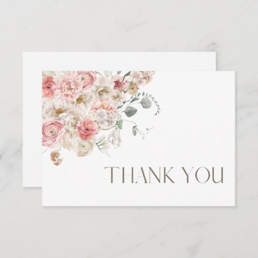 赤面と白のフローラサンキューカード サンキューカード (正面/裏面)
