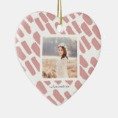 赤面と白のブラシストローク(写真と名前) セラミックオーナメント (右)