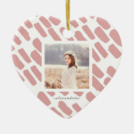 赤面と白のブラシストローク（写真と名前） セラミックオーナメント