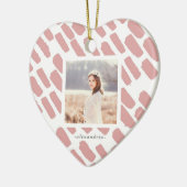 赤面と白のブラシストローク(写真と名前) セラミックオーナメント (左)