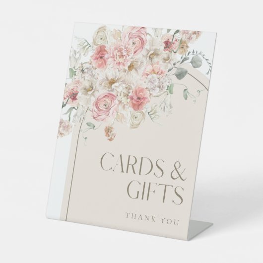 赤面と白フローラアーチのギフトとカードサイン 台座サイン (正面)