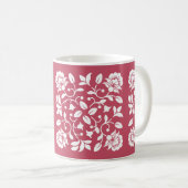 赤面と白色の花 コーヒーマグカップ (正面右)