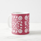 赤面と白色の花 コーヒーマグカップ (正面左)
